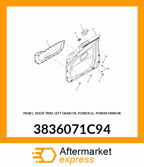 PANEL, DOOR TRIM, LEFT HAND FR, POWER GL, POWER MIRROR 3836071C94