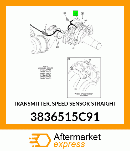 TRANSMITTER, SPEED SENSOR STRAIGHT 3836515C91