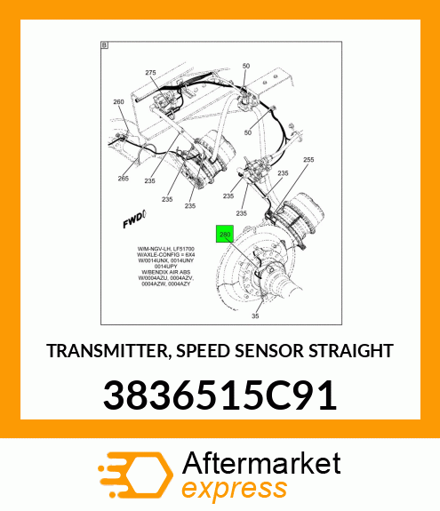 TRANSMITTER, SPEED SENSOR STRAIGHT 3836515C91