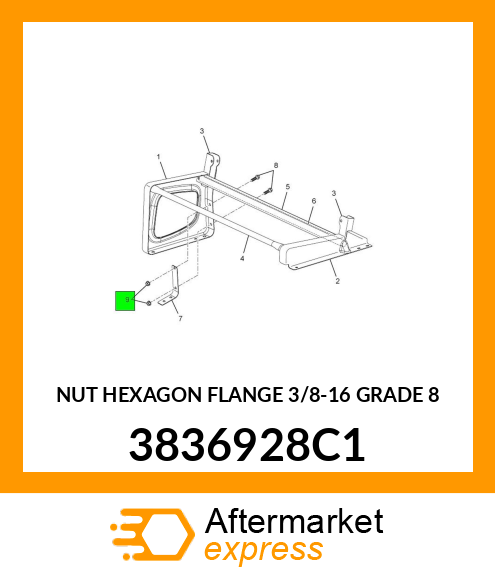 NUT HEXAGON FLANGE 3/8-16 GRADE 8 3836928C1