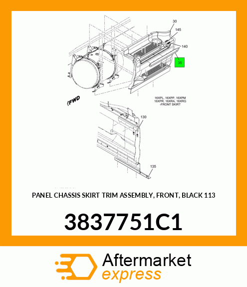 PANEL CHASSIS SKIRT TRIM ASSEMBLY, FRONT, BLACK 113 3837751C1