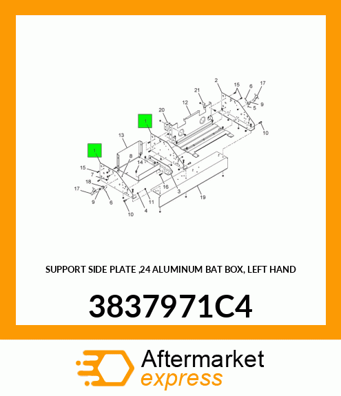 SUPPORT SIDE PLATE ,24 ALUMINUM BAT BOX, LEFT HAND 3837971C4