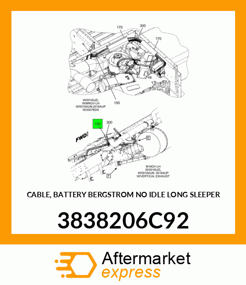 CABLE, BATTERY BERGSTROM NO IDLE LONG SLEEPER 3838206C92