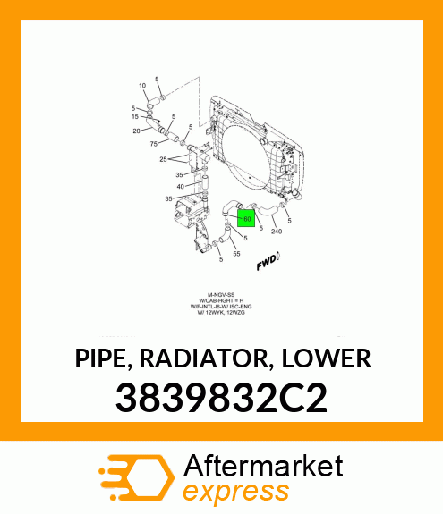 PIPE, RADIATOR, LOWER 3839832C2