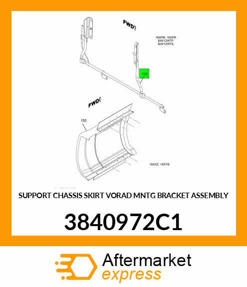 SUPPORT CHASSIS SKIRT VORAD MNTG BRACKET ASSEMBLY 3840972C1