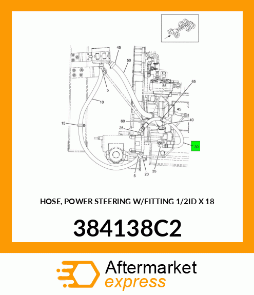 HOSE, POWER STEERING W/FITTING 1/2"ID X 18" 384138C2