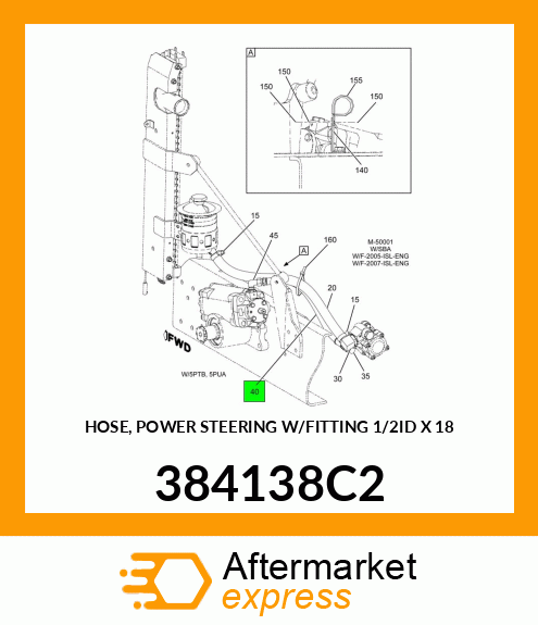 HOSE, POWER STEERING W/FITTING 1/2"ID X 18" 384138C2