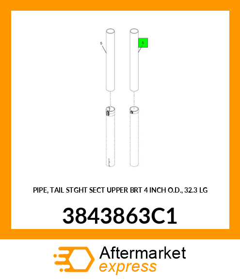 PIPE, TAIL STGHT SECT UPPER BRT 4 INCH O.D., 32.3 LG 3843863C1