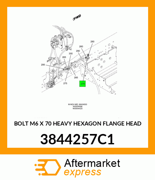 BOLT M6 X 70 HEAVY HEXAGON FLANGE HEAD 3844257C1