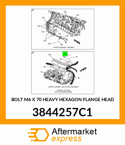 BOLT M6 X 70 HEAVY HEXAGON FLANGE HEAD 3844257C1