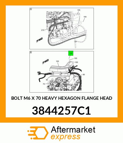 BOLT M6 X 70 HEAVY HEXAGON FLANGE HEAD 3844257C1