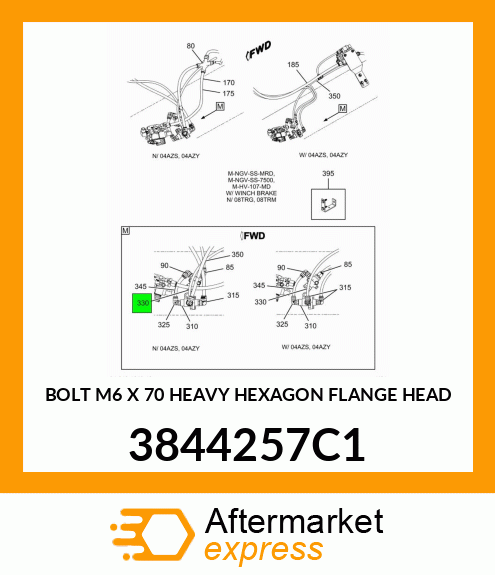 BOLT M6 X 70 HEAVY HEXAGON FLANGE HEAD 3844257C1