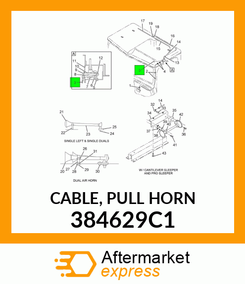 CABLE, PULL HORN 384629C1