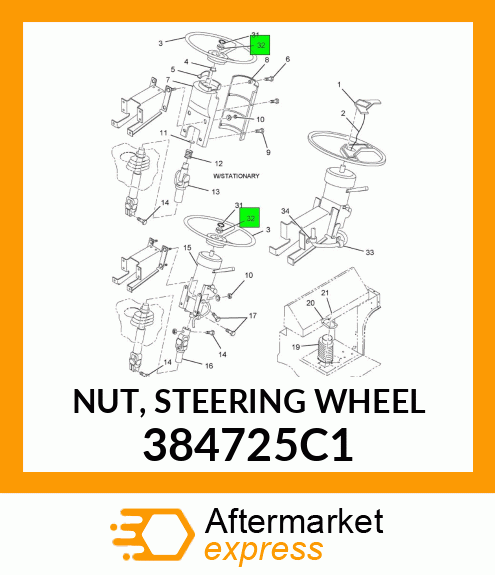 NUT, STEERING WHEEL 384725C1
