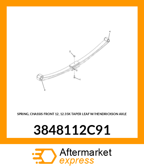 SPRING, CHASSIS FRONT 12, 12.35K TAPER LEAF W/HENDRICKSON AXLE 3848112C91