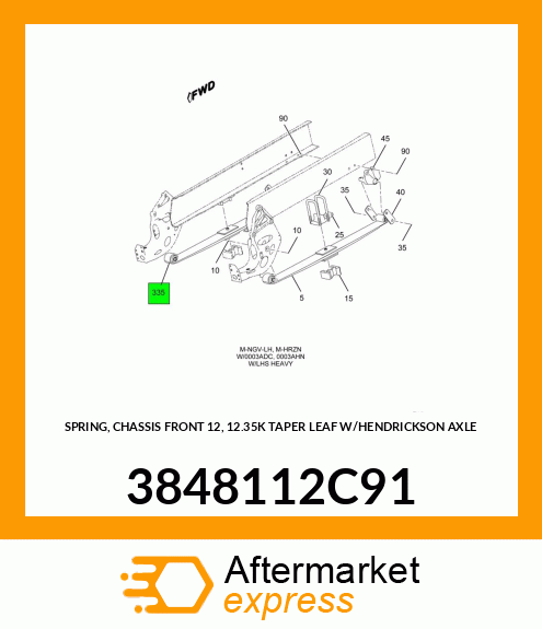 SPRING, CHASSIS FRONT 12, 12.35K TAPER LEAF W/HENDRICKSON AXLE 3848112C91