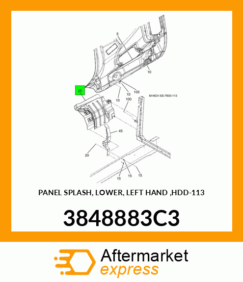 PANEL SPLASH, LOWER, LEFT HAND ,HDD-113 3848883C3