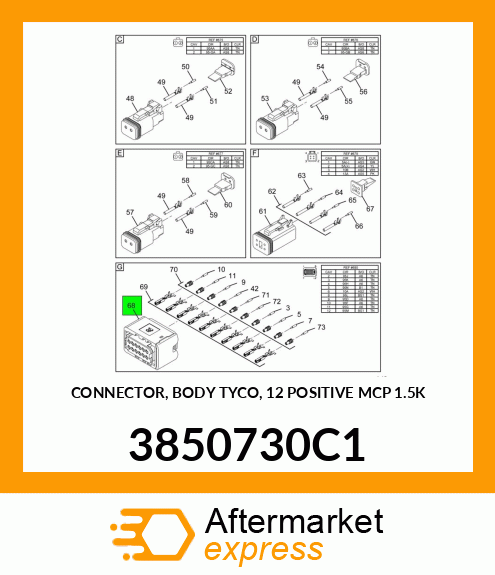 CONNECTOR, BODY TYCO, 12 POSITIVE MCP 1.5K 3850730C1