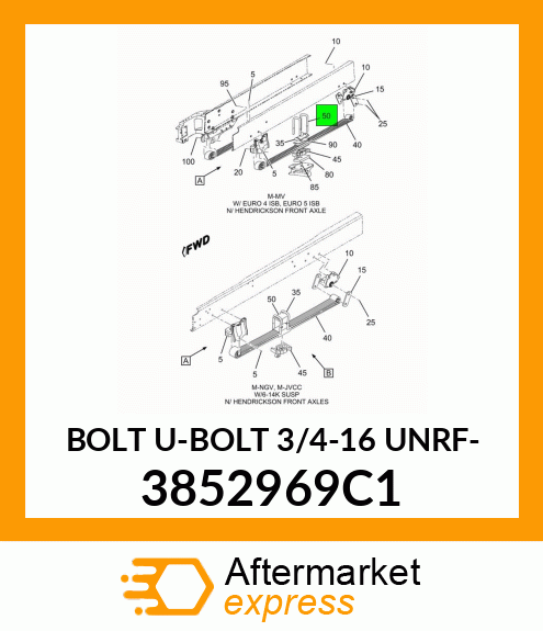 BOLT U-BOLT 3/4-16 UNRF- 3852969C1