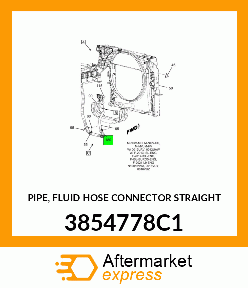 PIPE, FLUID HOSE CONNECTOR STRAIGHT 3854778C1
