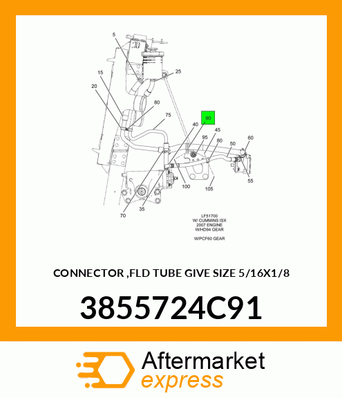 CONNECTOR ,FLD TUBE GIVE SIZE 5/16X1/8 3855724C91