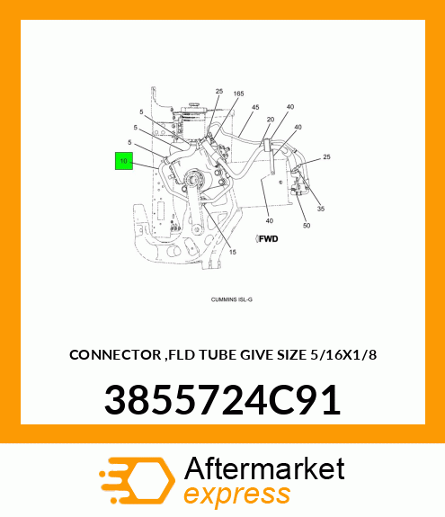 CONNECTOR ,FLD TUBE GIVE SIZE 5/16X1/8 3855724C91