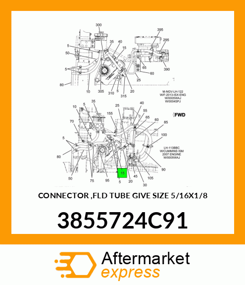 CONNECTOR ,FLD TUBE GIVE SIZE 5/16X1/8 3855724C91