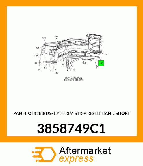 PANEL OHC BIRDS- EYE TRIM STRIP RIGHT HAND SHORT 3858749C1