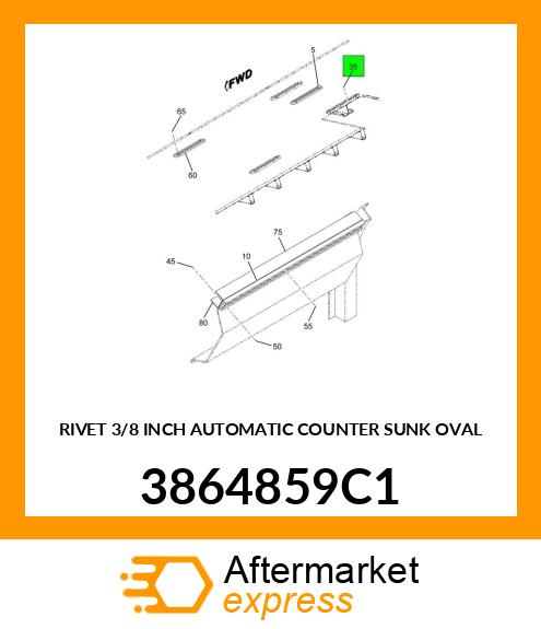 RIVET 3/8 INCH AUTOMATIC COUNTER SUNK OVAL 3864859C1