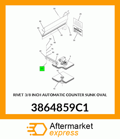 RIVET 3/8 INCH AUTOMATIC COUNTER SUNK OVAL 3864859C1