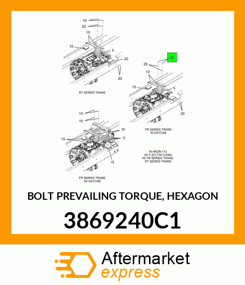 BOLT PREVAILING TORQUE, HEXAGON 3869240C1