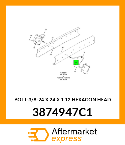 BOLT-3/8-24 X 24 X 1.12 HEXAGON HEAD 3874947C1