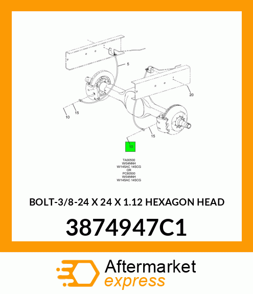 BOLT-3/8-24 X 24 X 1.12 HEXAGON HEAD 3874947C1