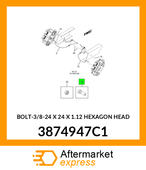 BOLT-3/8-24 X 24 X 1.12 HEXAGON HEAD 3874947C1