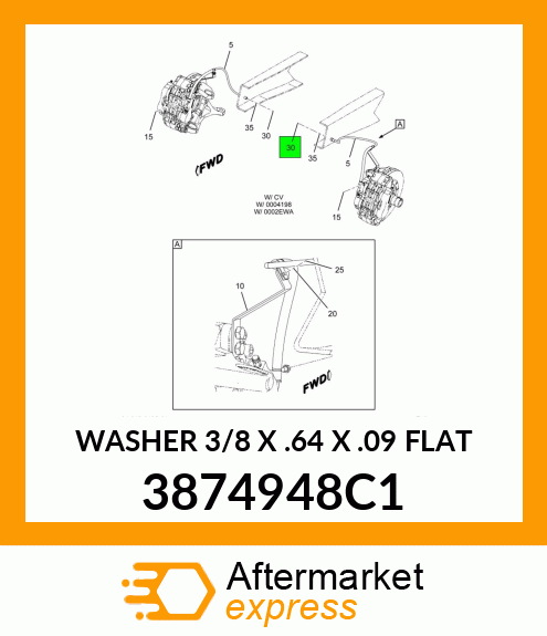 WASHER 3/8 X .64 X .09 FLAT 3874948C1