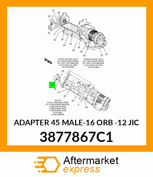 ADAPTER 45 MALE-16 ORB -12 JIC 3877867C1