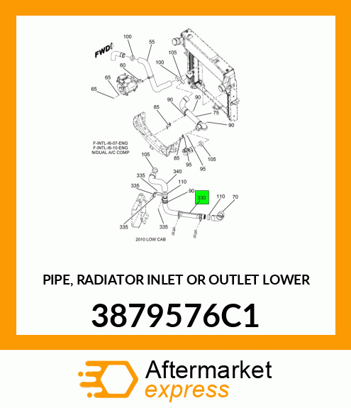 PIPE, RADIATOR INLET OR OUTLET LOWER 3879576C1