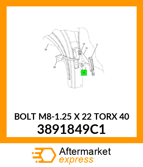 BOLT M8-1.25 X 22 TORX 40 3891849C1