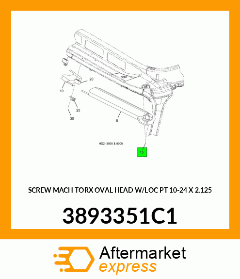 SCREW MACH TORX OVAL HEAD W/LOC PT 10-24 X 2.125 3893351C1