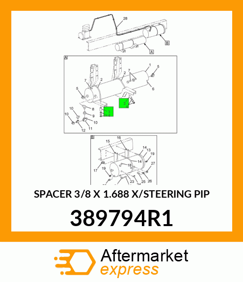 SPACER 3/8 X 1.688 X/STEERING PIP 389794R1