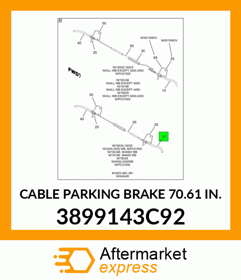 CABLE PARKING BRAKE 70.61 IN. 3899143C92