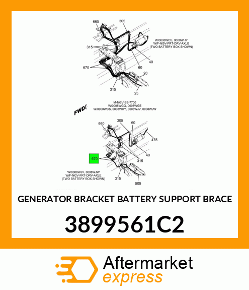 GENERATOR BRACKET BATTERY SUPPORT BRACE 3899561C2