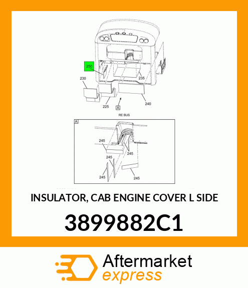 INSULATOR, CAB ENGINE COVER L SIDE 3899882C1