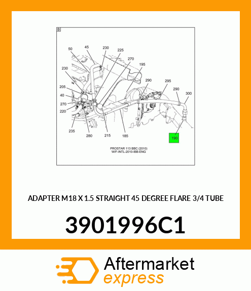 ADAPTER M18 X 1.5 STRAIGHT 45 DEGREE FLARE 3/4 TUBE 3901996C1