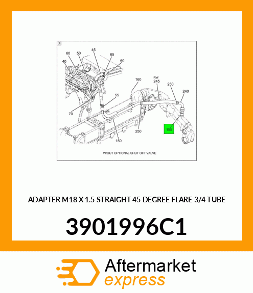 ADAPTER M18 X 1.5 STRAIGHT 45 DEGREE FLARE 3/4 TUBE 3901996C1
