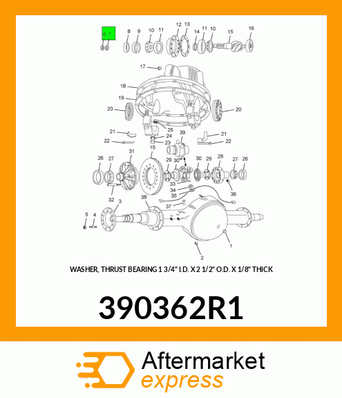 WASHER, THRUST BEARING 1 3/4" I.D. X 2 1/2" O.D. X 1/8" THICK 390362R1