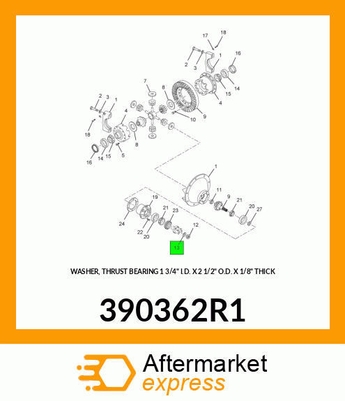 WASHER, THRUST BEARING 1 3/4" I.D. X 2 1/2" O.D. X 1/8" THICK 390362R1