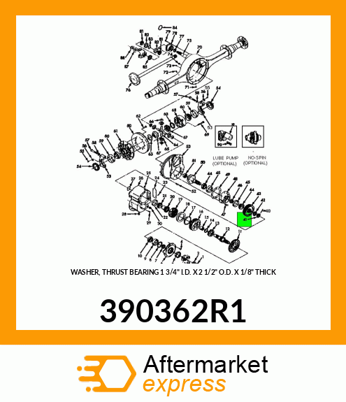WASHER, THRUST BEARING 1 3/4" I.D. X 2 1/2" O.D. X 1/8" THICK 390362R1
