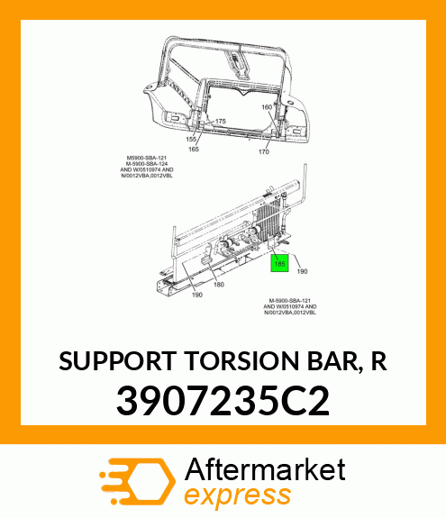SUPPORT TORSION BAR, R 3907235C2