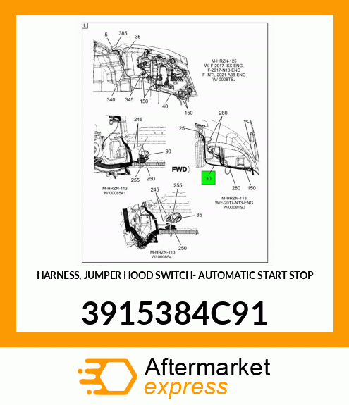 HARNESS, JUMPER HOOD SWITCH- AUTOMATIC START STOP 3915384C91